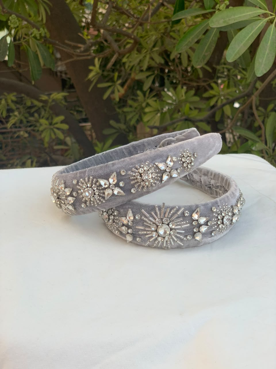 Crystal & Stone Work - Lace and stone bridal border 14