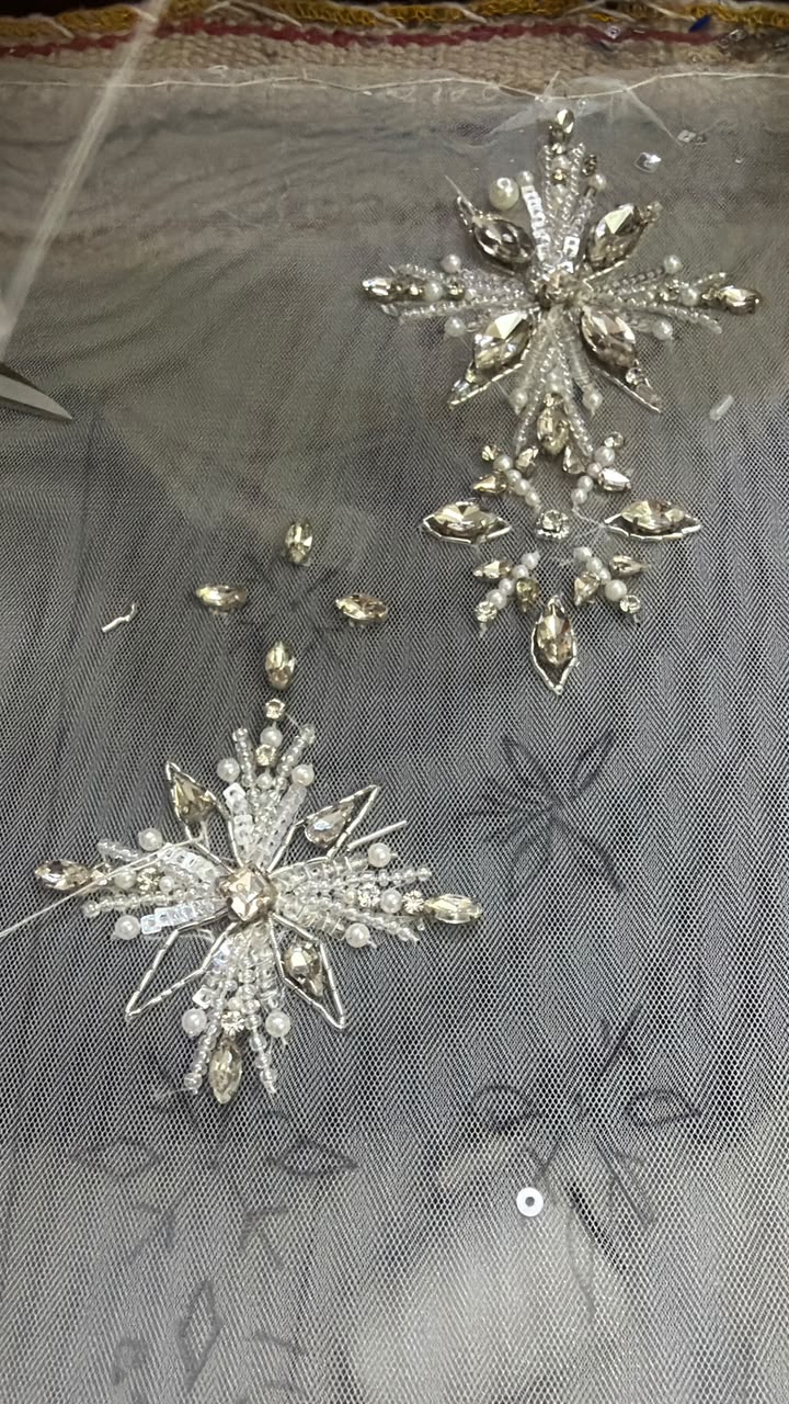 Crystal & Stone Work - Multi-stone couture panel detail 2