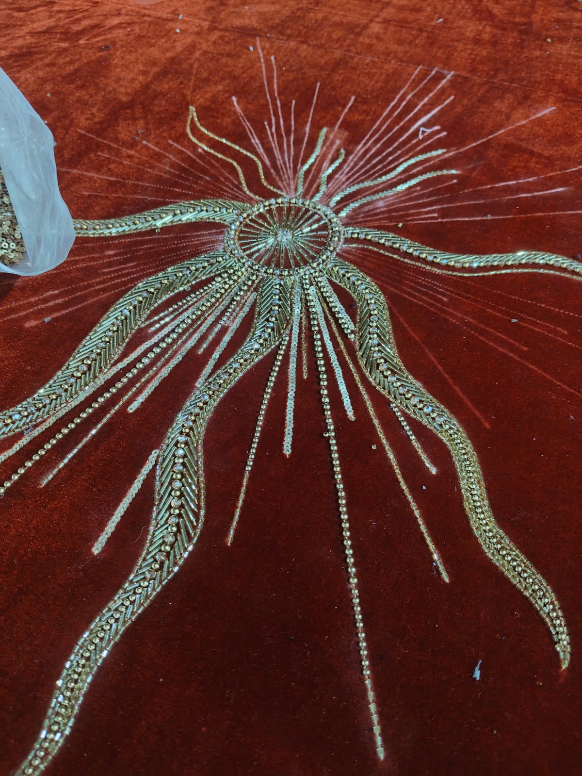 Zardozi embroidery detail close-up