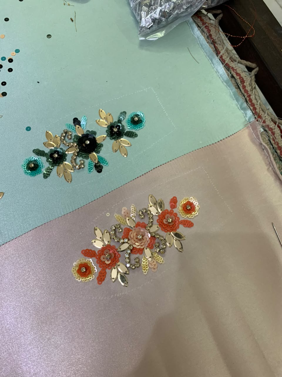 Zardozi design with gemstone accents