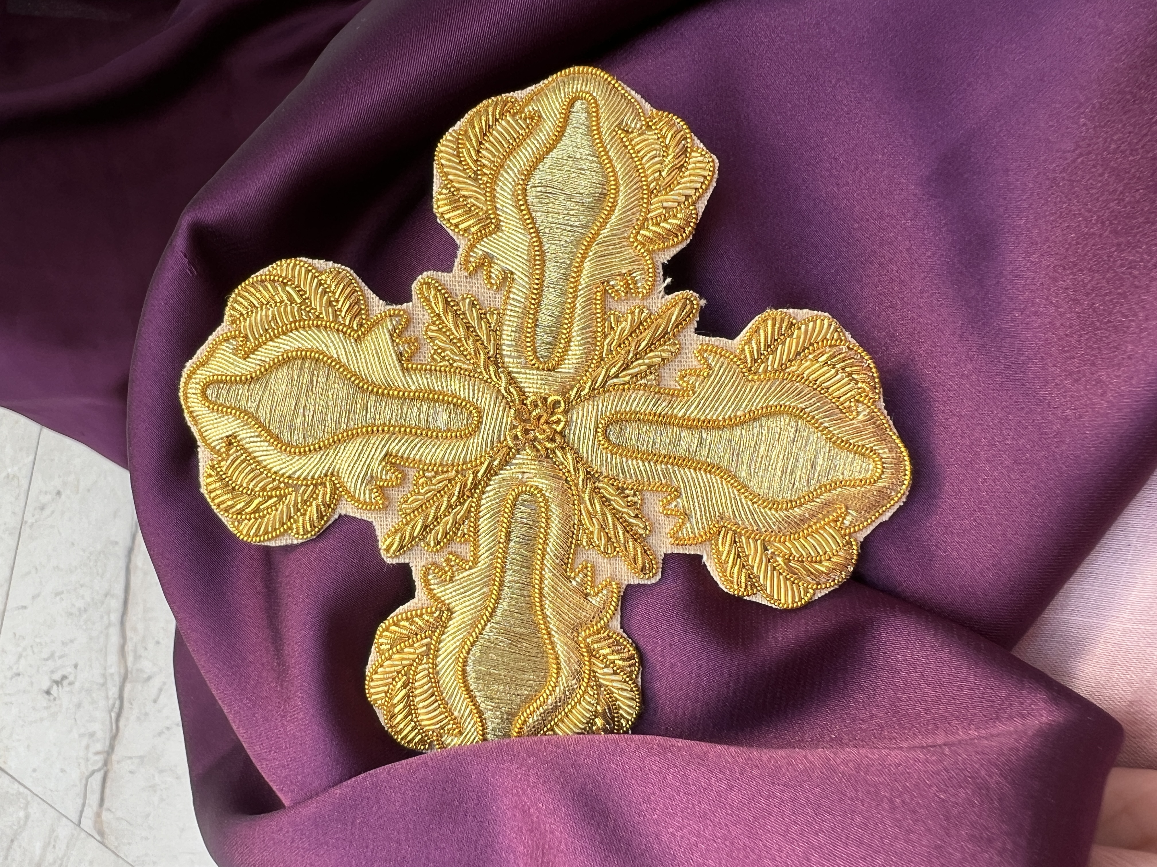 Zardozi gold threadwork panel