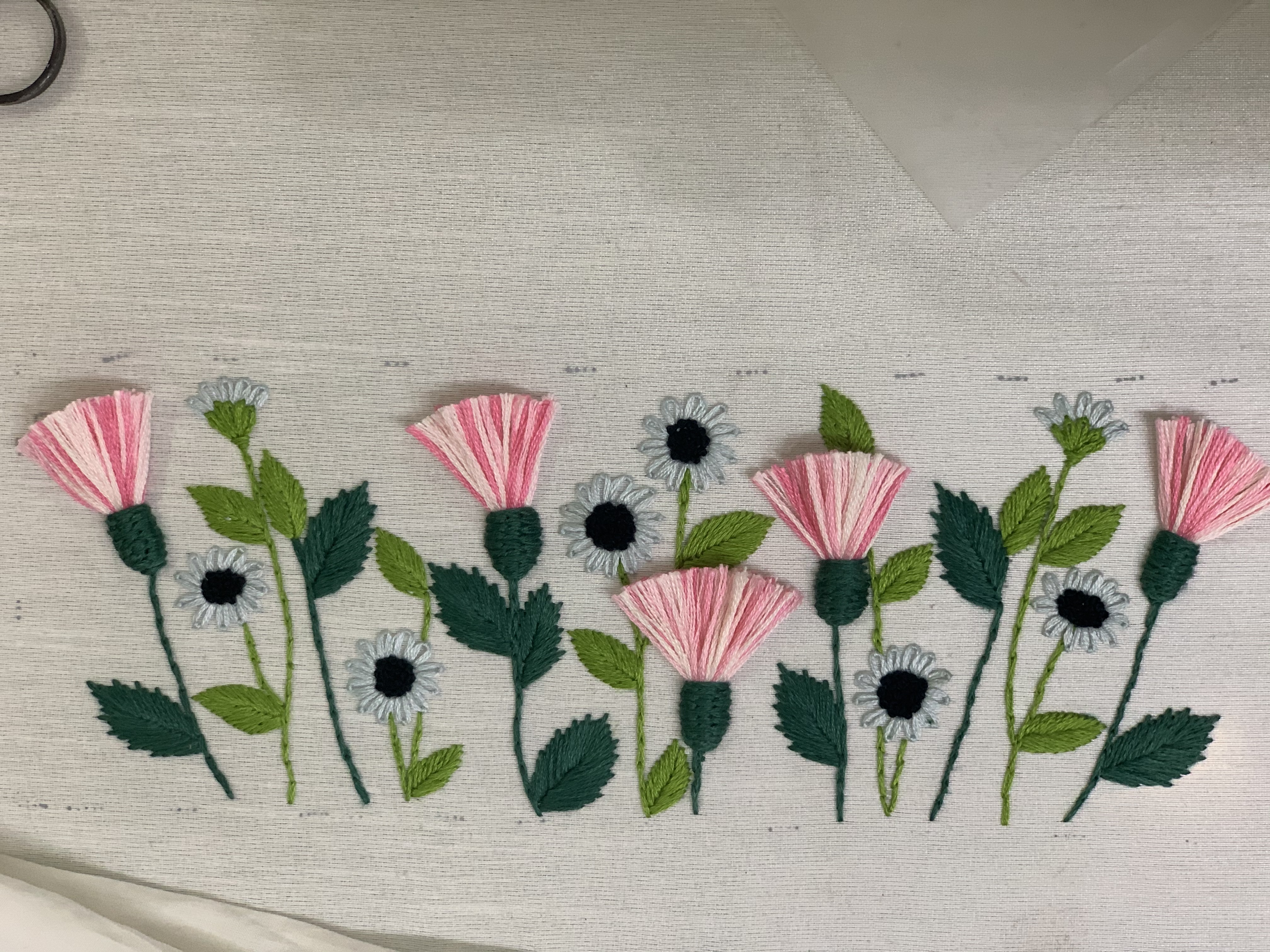Zardozi floral motif in metallic thread